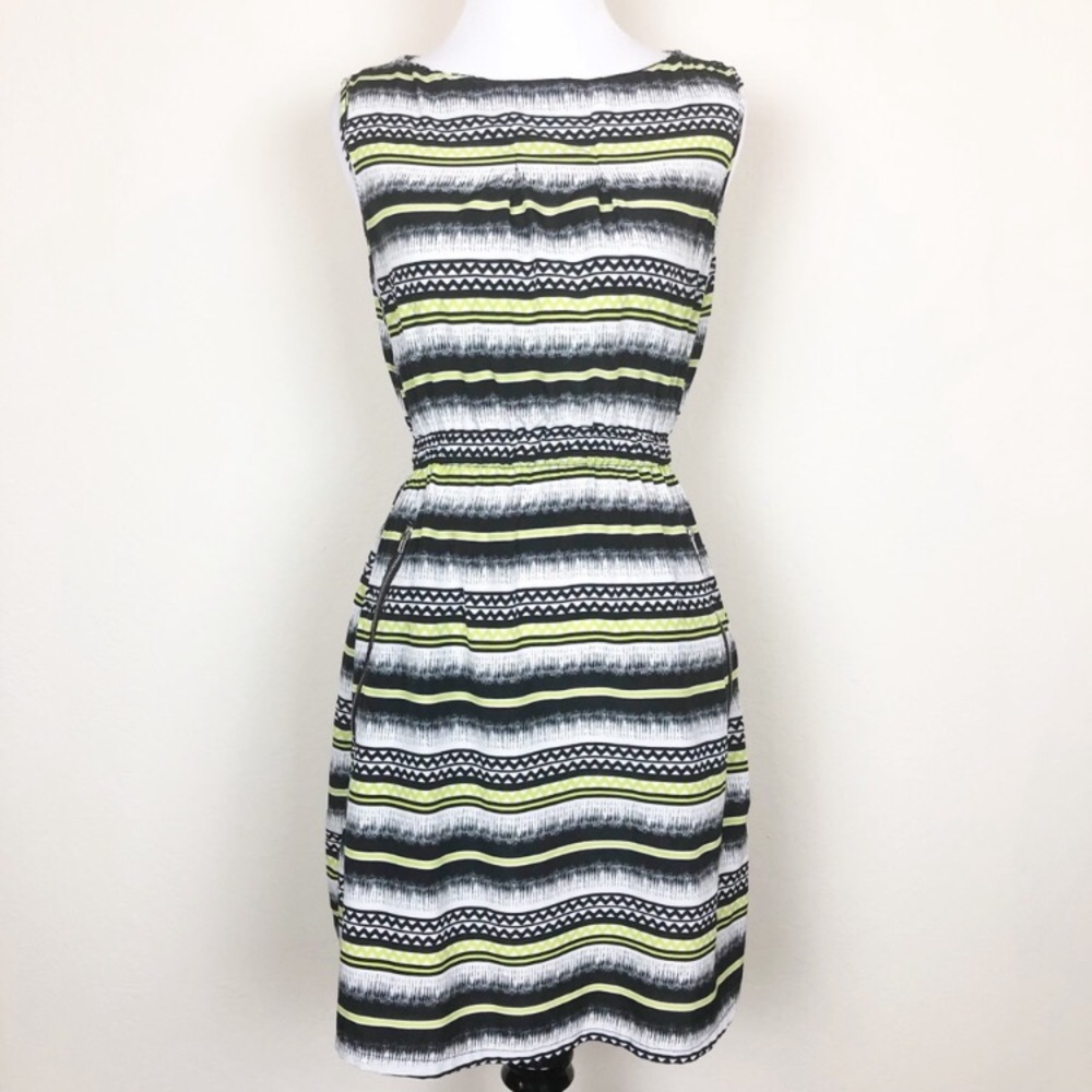 SOLD Feathers Elastic Pocketed Striped Dress